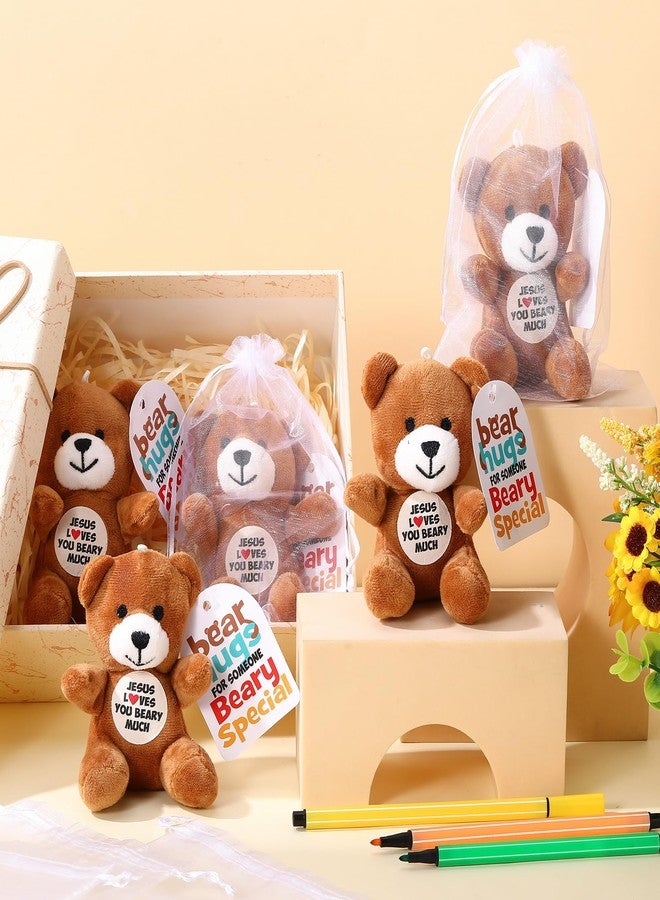 Silipull Valentine's Day Stuffed Plush Gifts 4" Holiday Plush Bears for Valentines Party Favor Gift Box Stuffers Events(12 Pcs,Jesus Loves You Beary Much) - Image 3